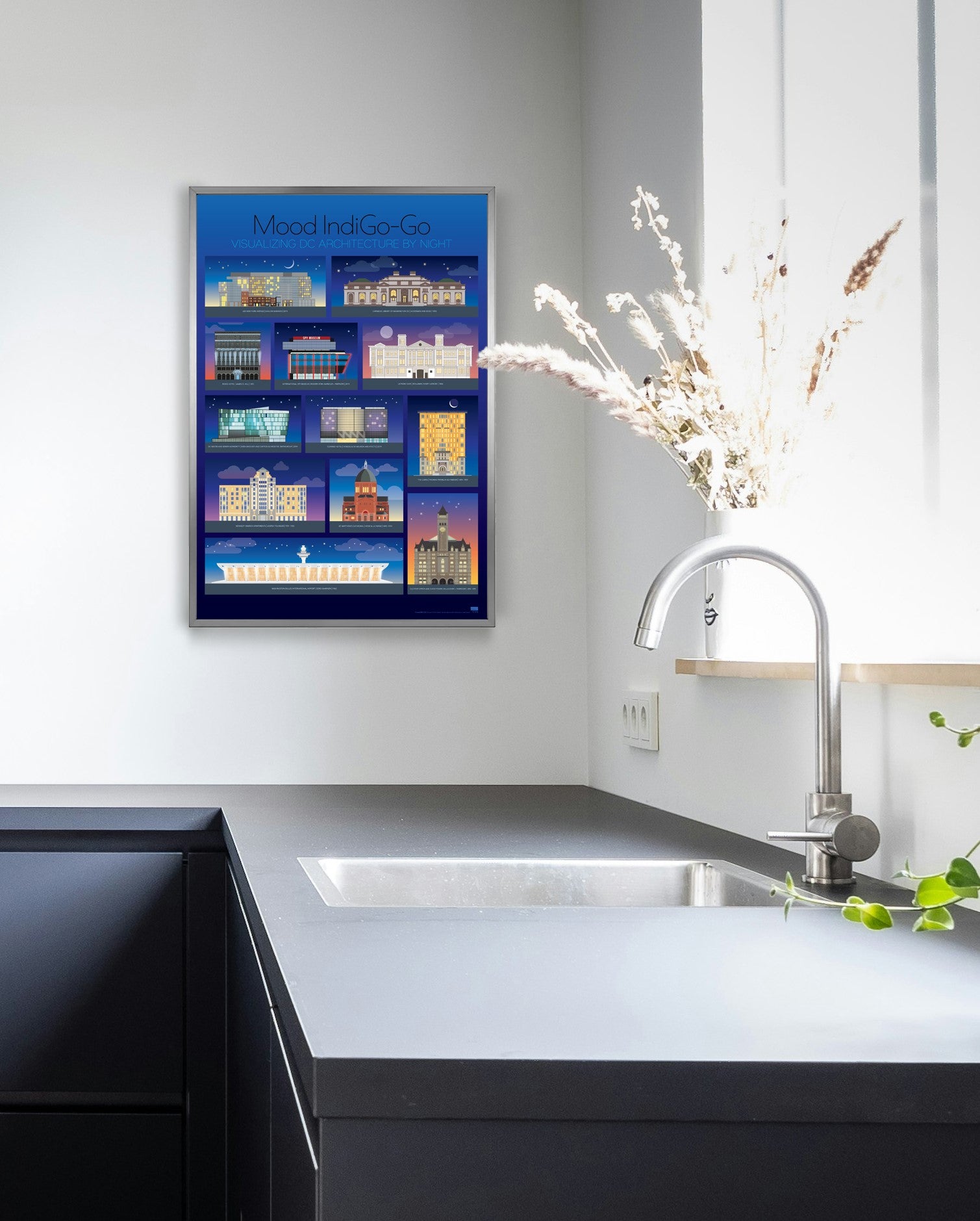 "Mood IndiGo-Go" Minimalist Architecture Poster