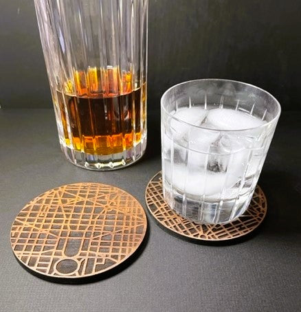 Laser-Cut Walnut Wood Coaster (Downtown/White House)