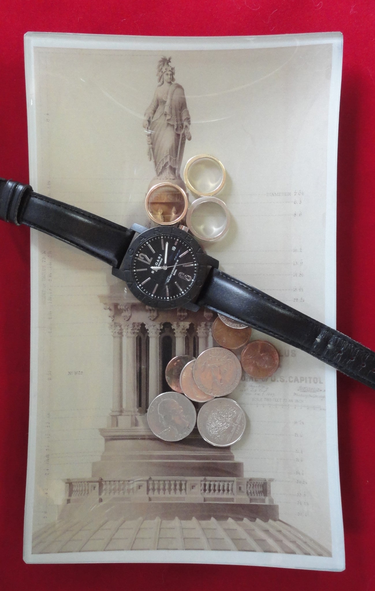 "Elevation of Tholos on Dome of U. S. Capitol” Decoupage Glass Tray