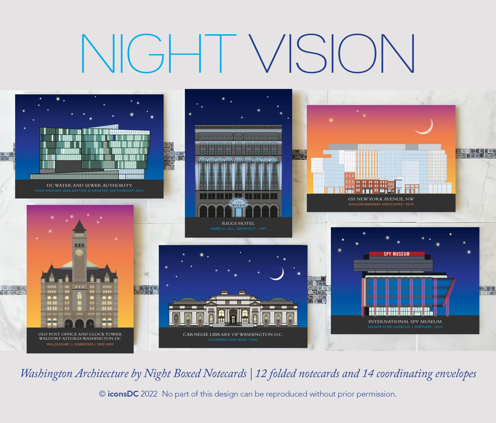 "DC by Night" Minimalist Architecture Boxed Card Set