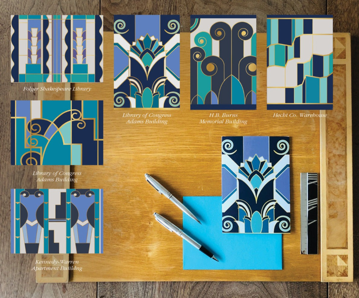 Art Deco Building Motifs Blank Card Set